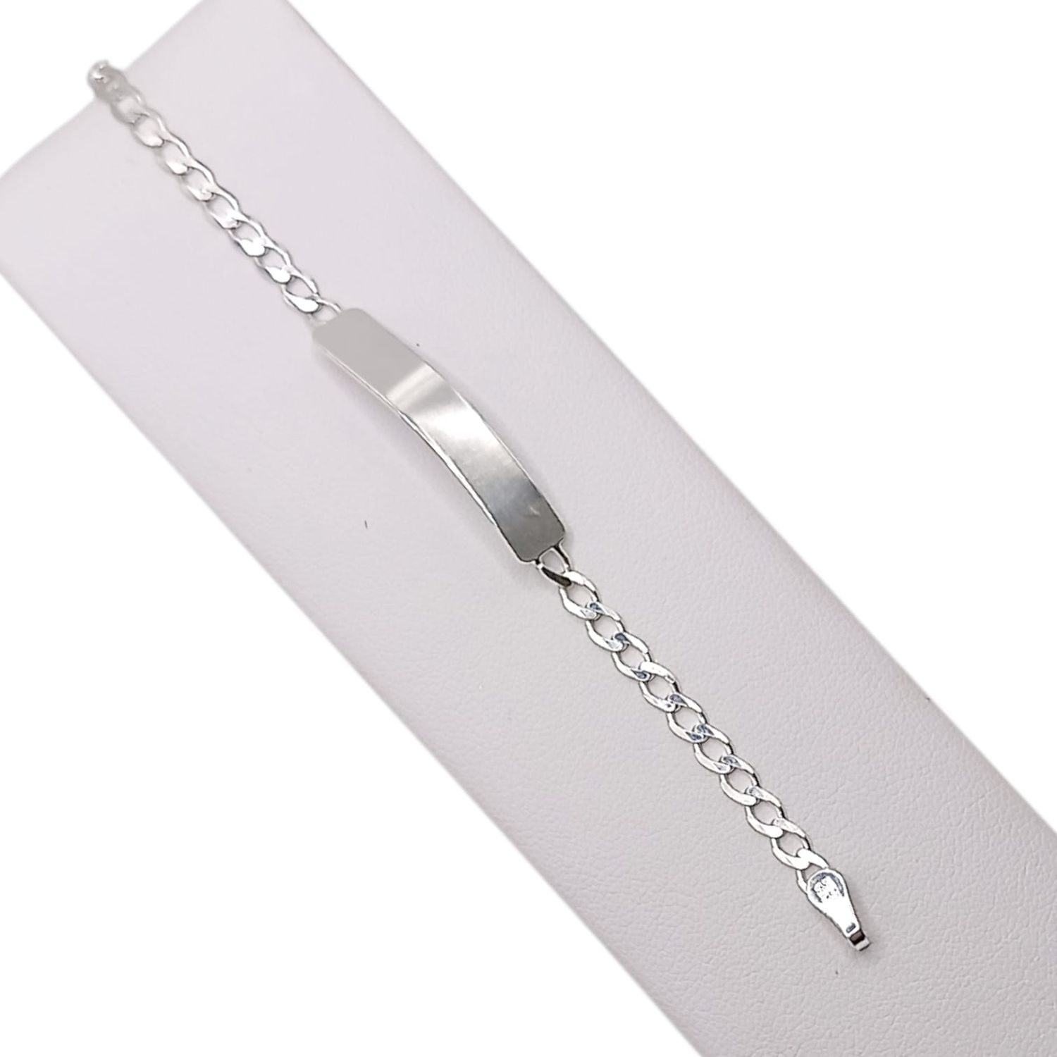 PULSERA CUBANA CON PLACA 5.5&quot; 3.5 MM, PLATA .925