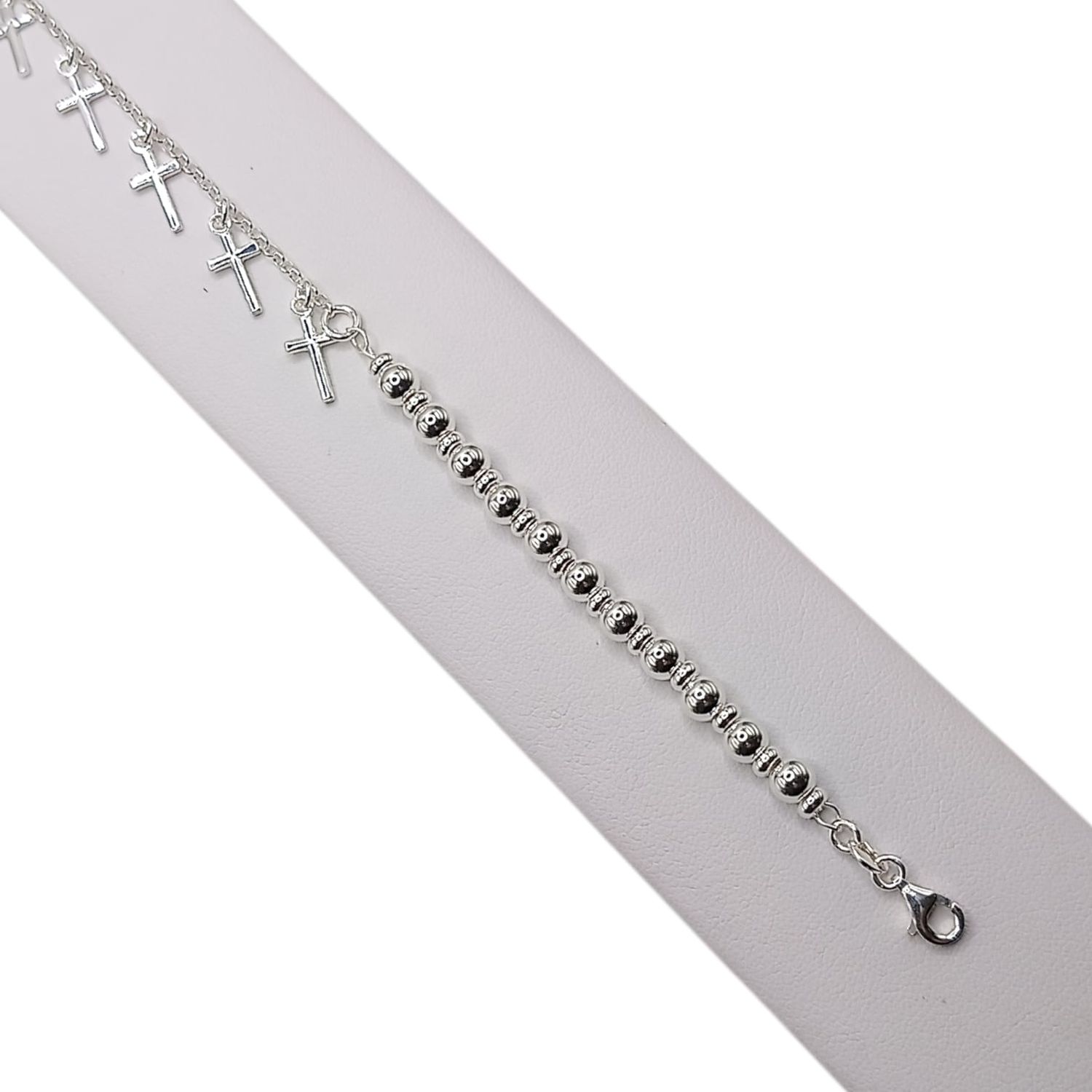 PULSERA CRUZ MISTERIO  7&quot; PLATA .925