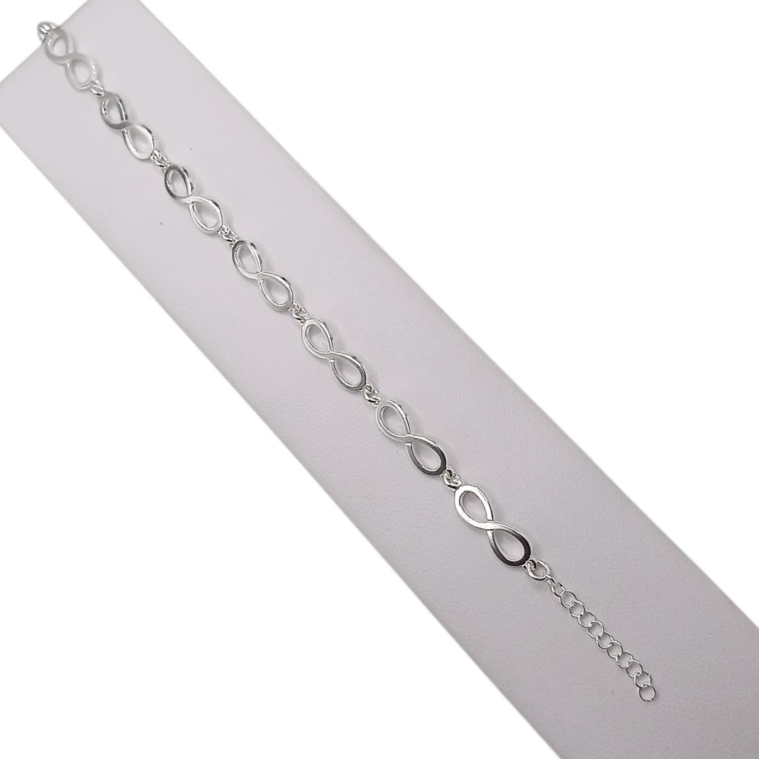 PULSERA  INFINITO 7" AJUSTABLE A 8" PLATA .925