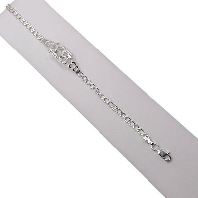 PULSERA CUBANA XV AÑOS  3 MM DE NACHO 7" LARGO, PLATA .925