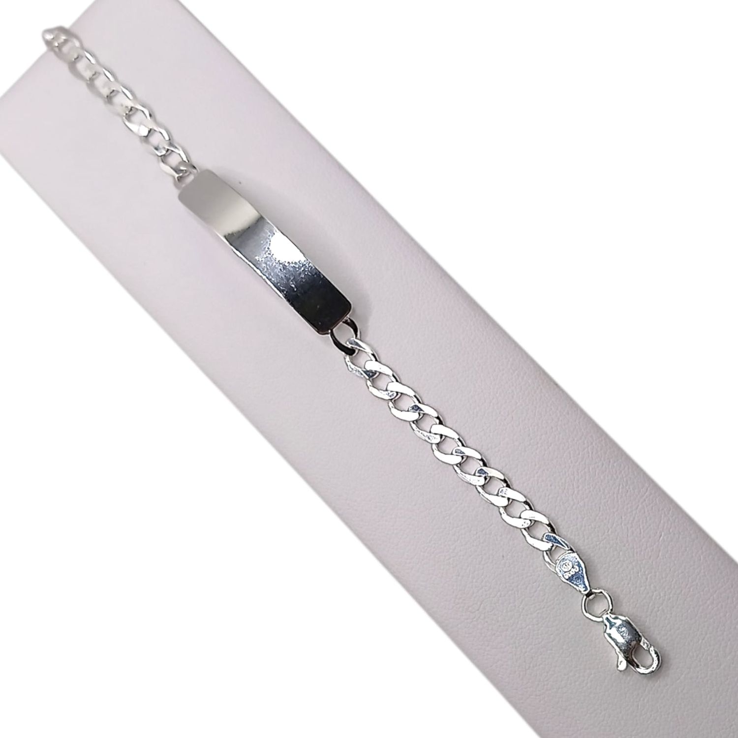PULSERA  CUBANA CON PLACA 6&quot; 4.5 MM, PLATA .925