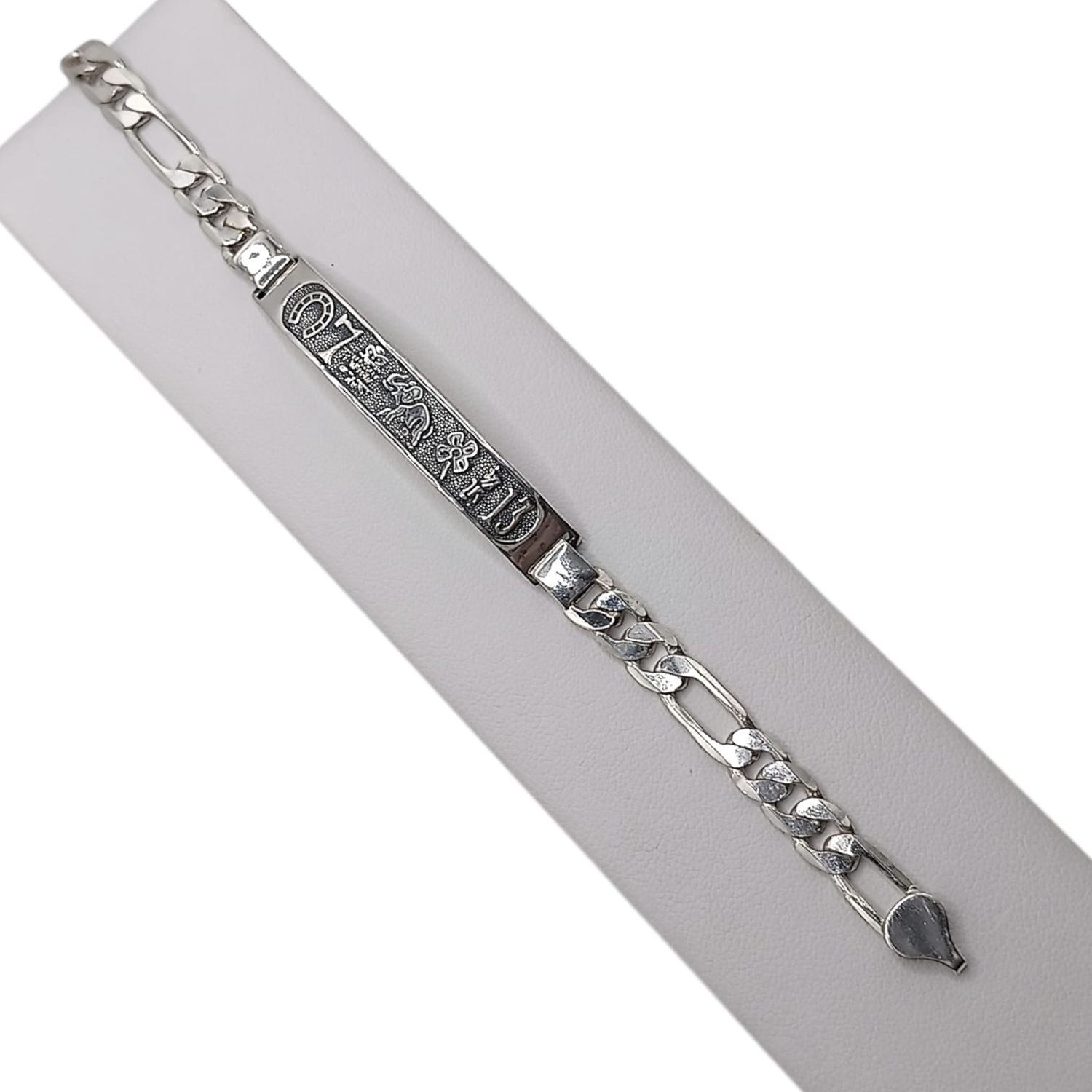 PULSERA DE LA SUERTE 7" FIGARO 6 MM PLATA .925