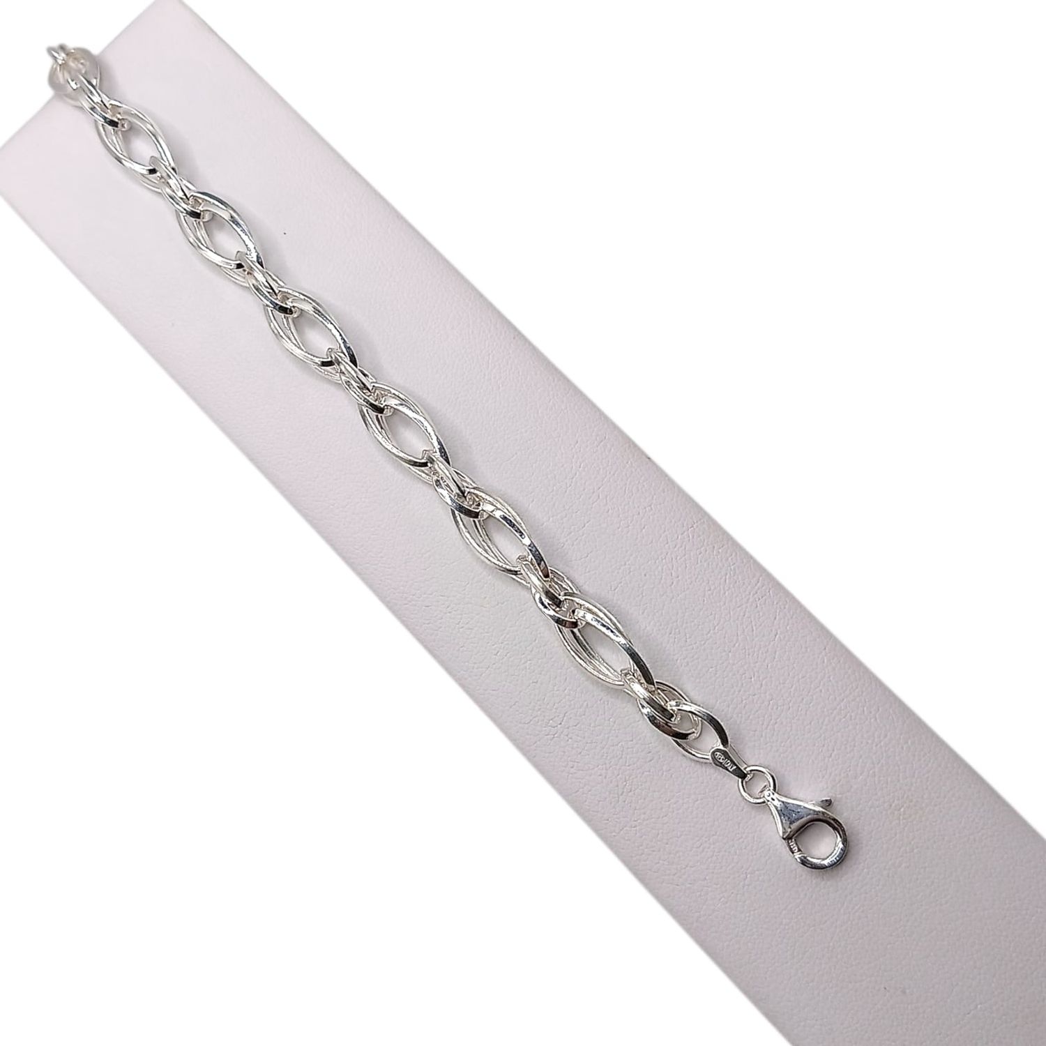 PULSERA FANCY OVALOS 7.5&quot; PLATA .925
