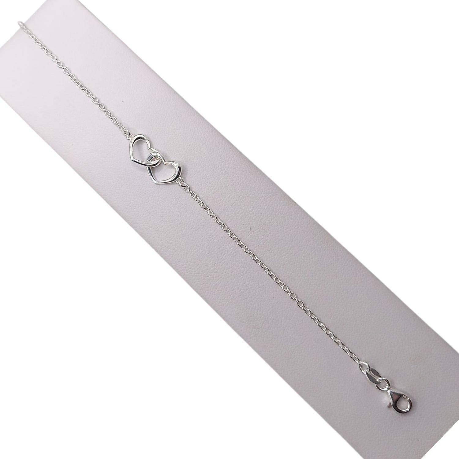 PULSERA CORAZONES ENTRELAZADOS 7&quot; PLATA .925