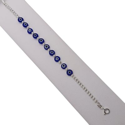 PULSERA OJITOS 7&quot;  OJITO 5 MM, PLATA .925