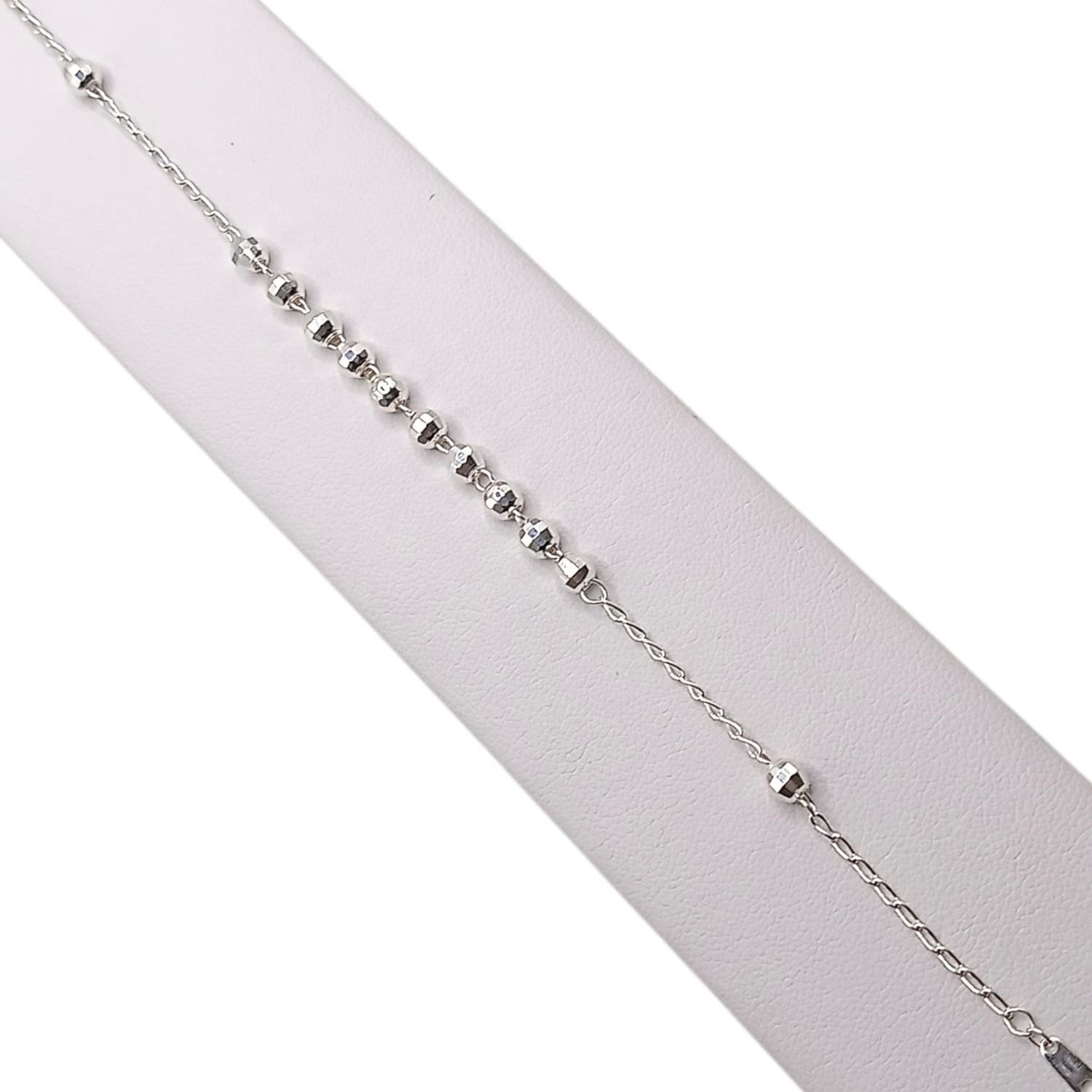 PULSO MISTERIO BOLA FACETADA 4 MM 7&quot;  PLATA .925