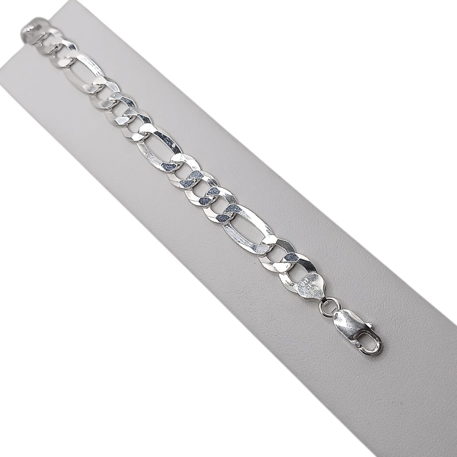PULSERA FIGARO 10 MM, 8" PLATA .925