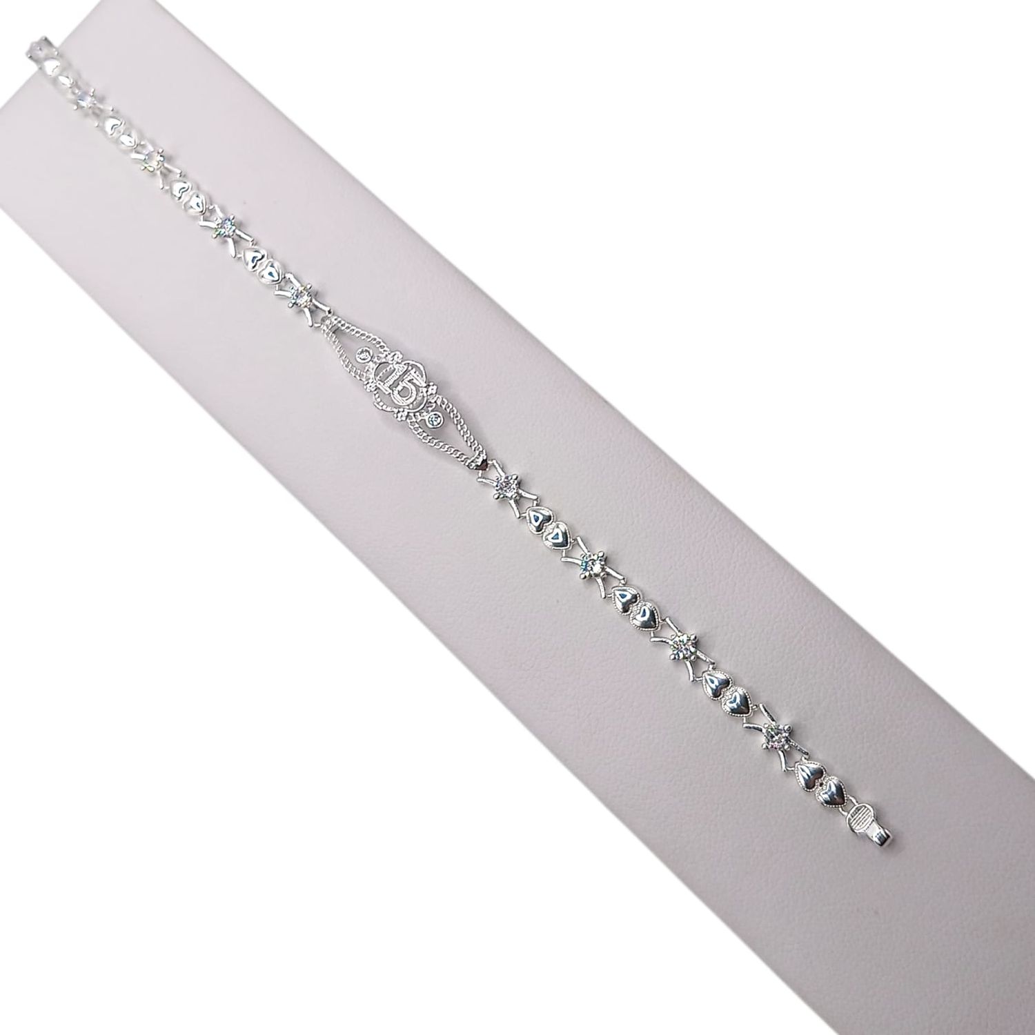 PULSERA PRINCESA XV AÑOS  7&quot; PLATA .925