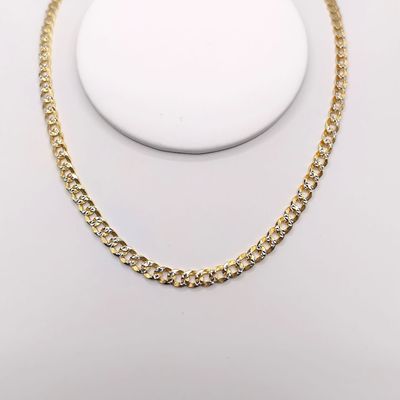 Cadena con chapa oro diamantada cubana largo 18", ancho 5mm.