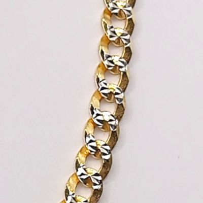 Cadena con chapa oro diamantada cubana largo 18", ancho 5mm.