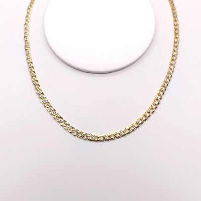 Cadena con chapa oro diamantada cubana largo 20", ancho 4mm.