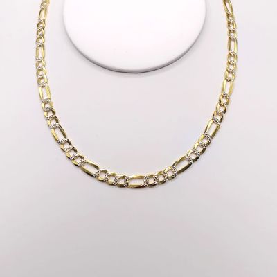 Cadena con chapa oro diamantada Fígaro largo 20", ancho 6mm.