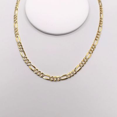 Cadena con chapa oro diamantada Fígaro largo 20", ancho 5mm.