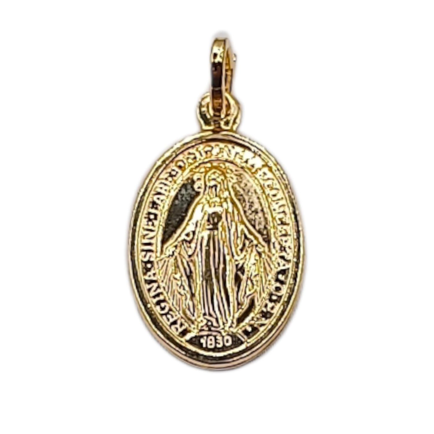 MEDALLA VIRGEN MILAGROSA, 2.2 CM, CHAPA DE ORO Y PLATA .925