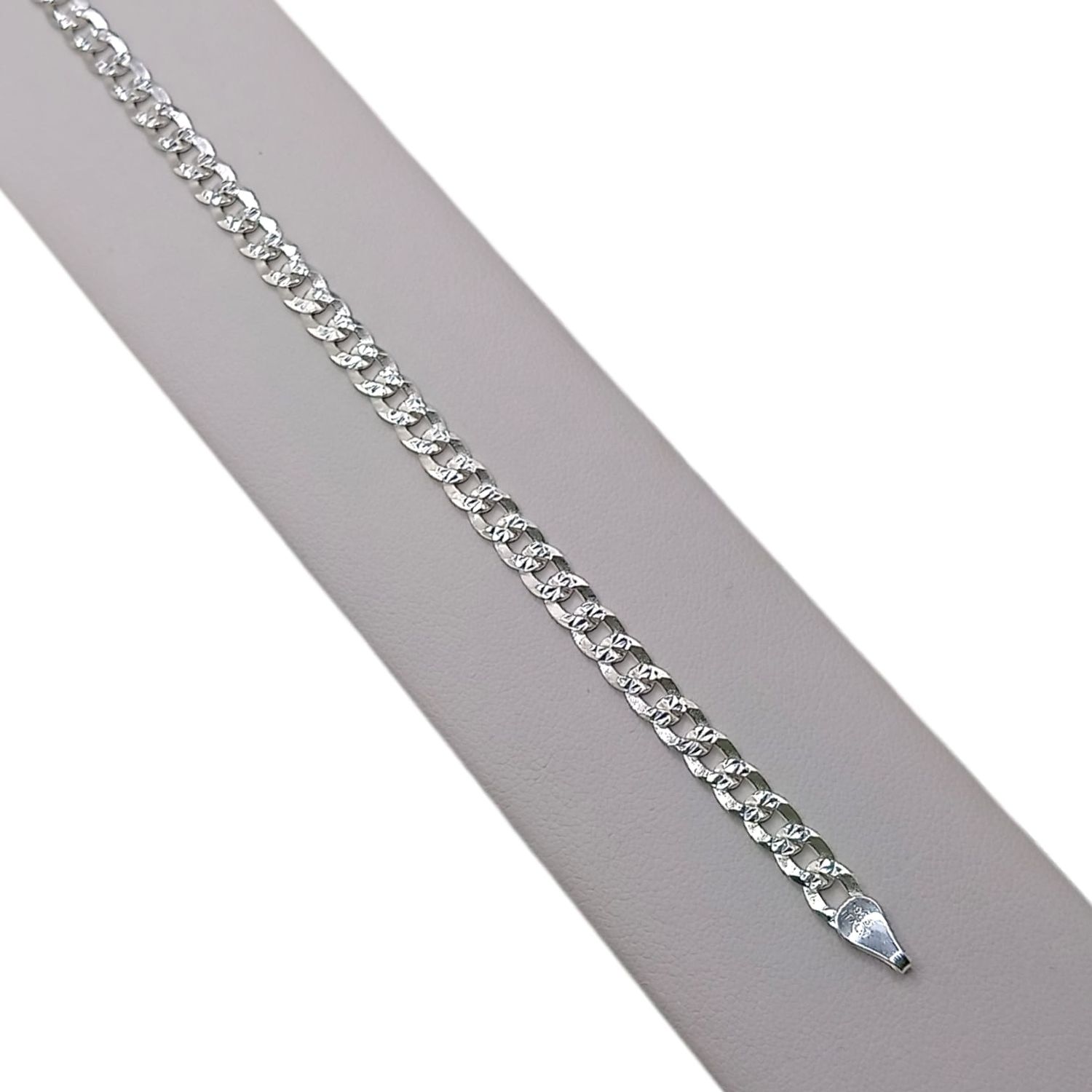 PULSERA CUBANA 8&quot;, 4.5 MM, PLATA .925