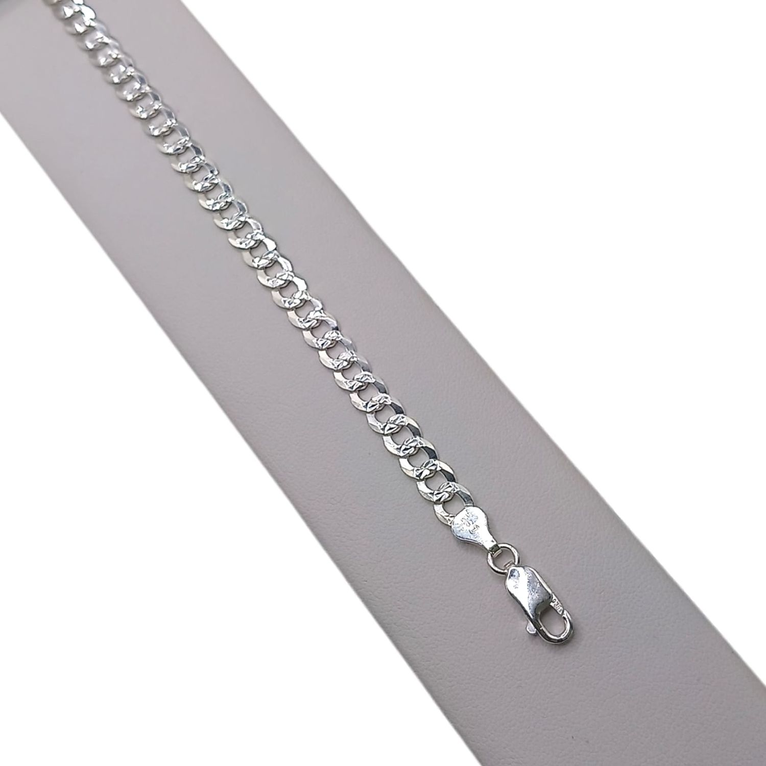 PULSERA CUBANA DIAMANTADA 8&quot;, 6 MM, PLATA .925