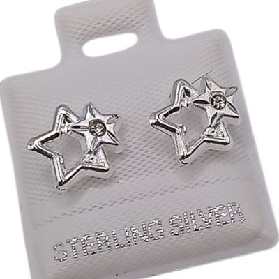 BROQUEL ESTRELLAS, BROCHE BOLITA, PLATA .925