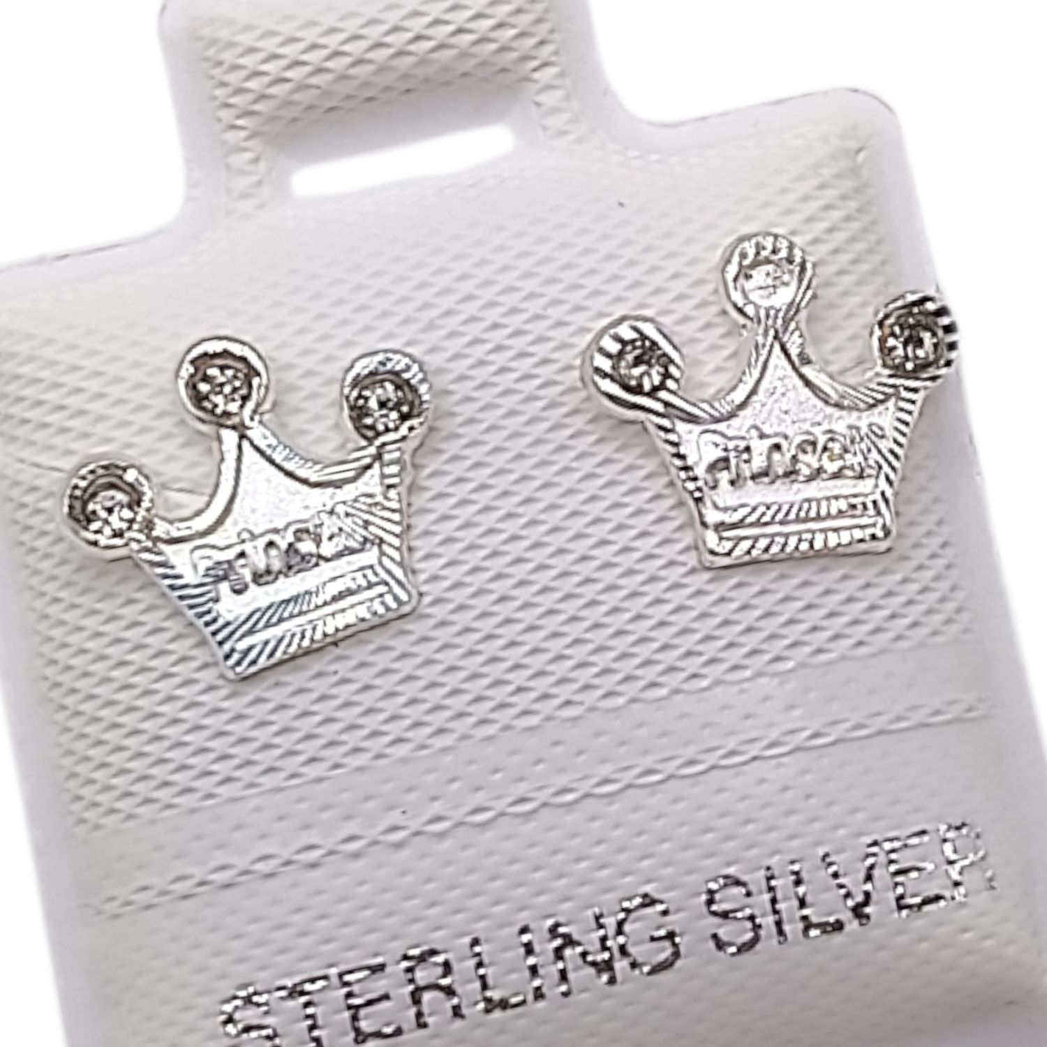 BROQUEL CORONA CON CZ, BROCHE BOLITA, PLATA .925