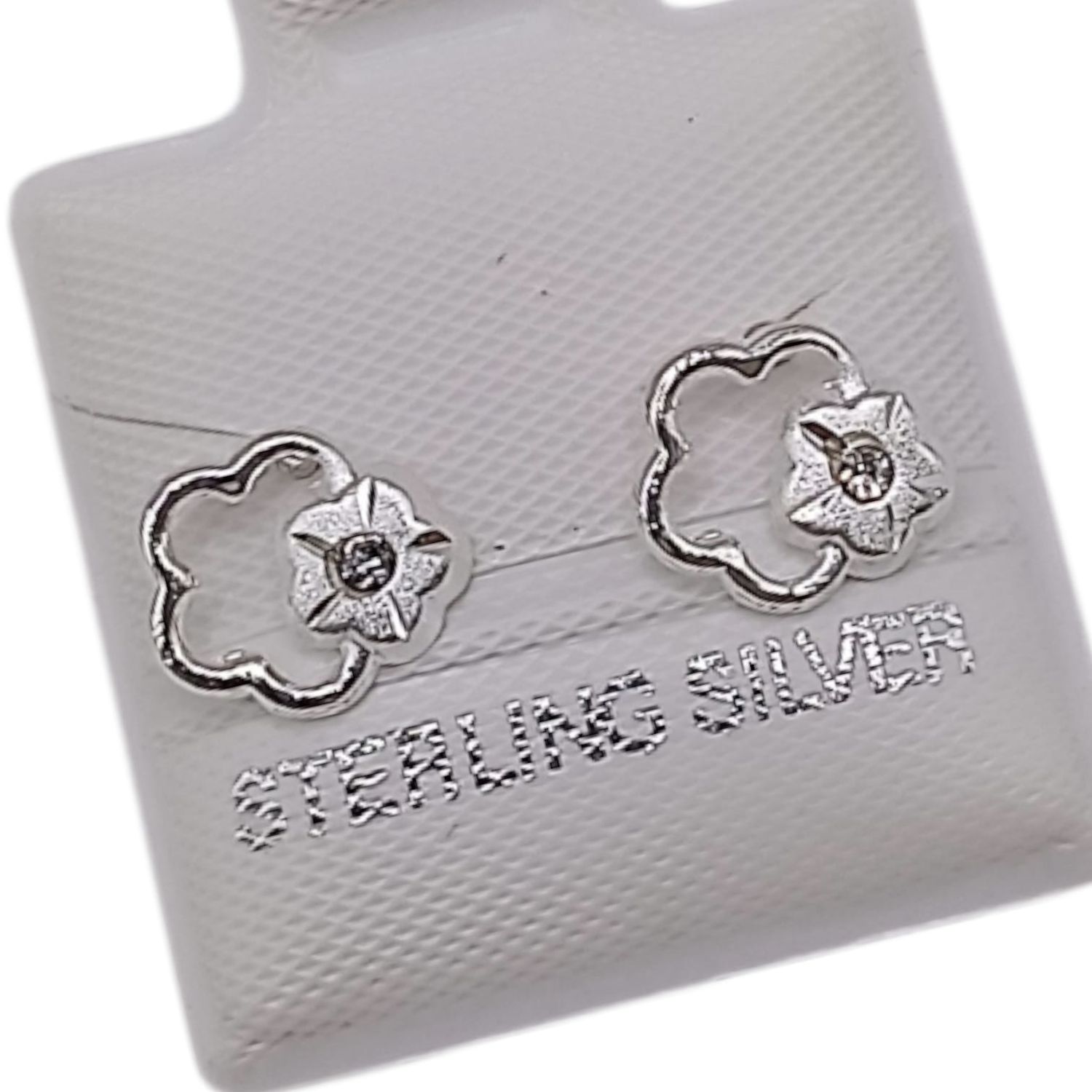 BROQUEL FLOR CON CZ, BROCHE BOLITA, PLATA .925