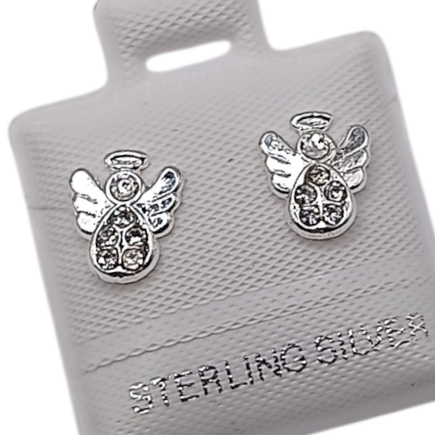 BROQUEL ANGELITO CZ BLANCA, BROCHE BOLITA, PLATA .925