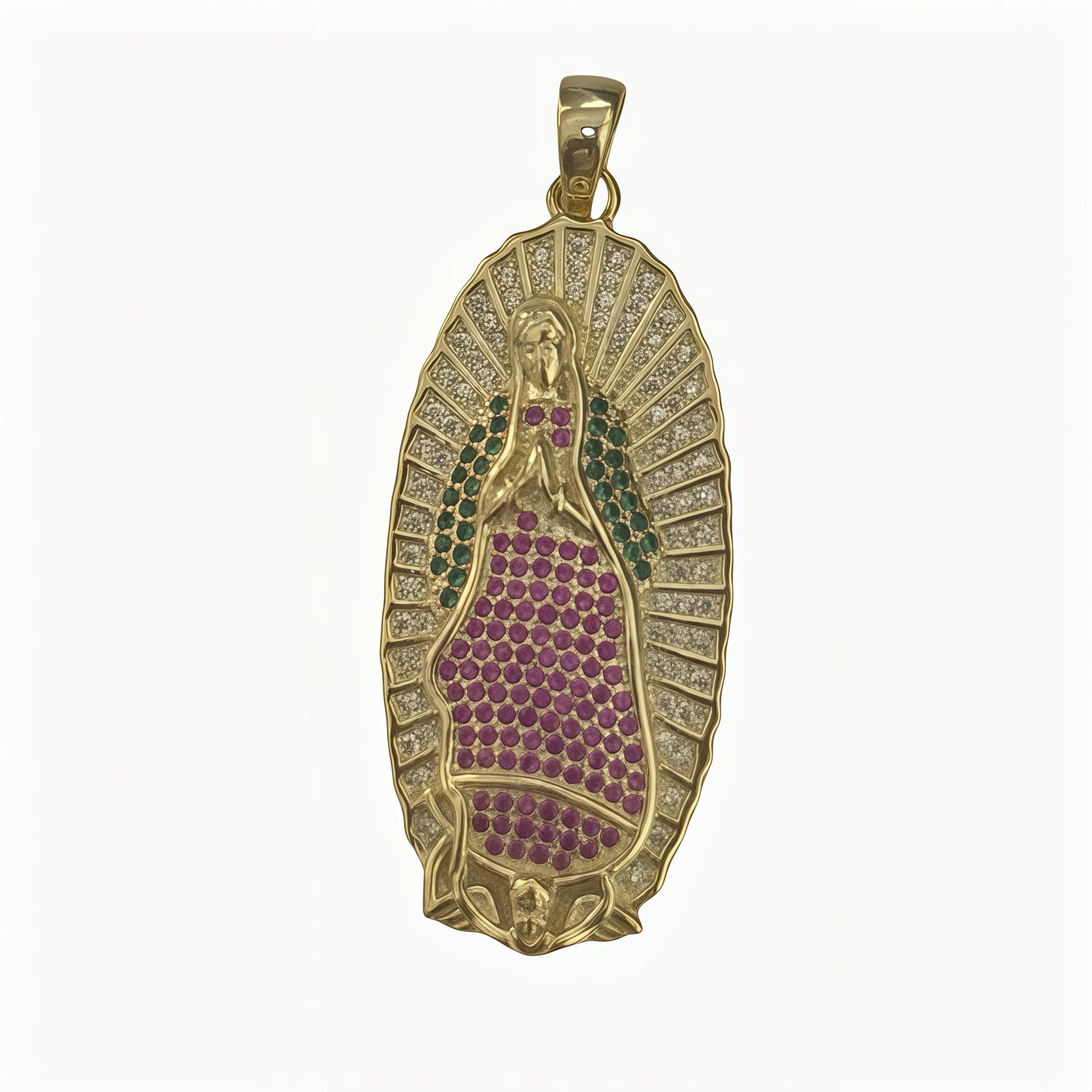 Pendant of the Virgin of Guadalupe with Gold Plating and Italian 925 Silver, Measures 4 cm, ideal for chains of 2mm or less.