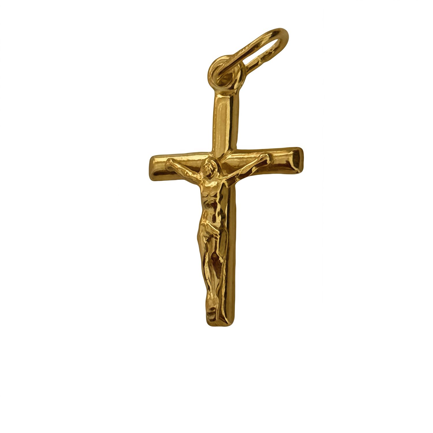 Pendant Cross With Christ Gold-Plated on Italian 925 Silver, Measures 2.5cm Ideal for Chains 3mm or Less