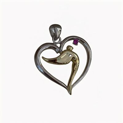 Ultra Fancy Heart Pendant LOVE in Korean 925 Silver, Ideal for chains 3 mm or less