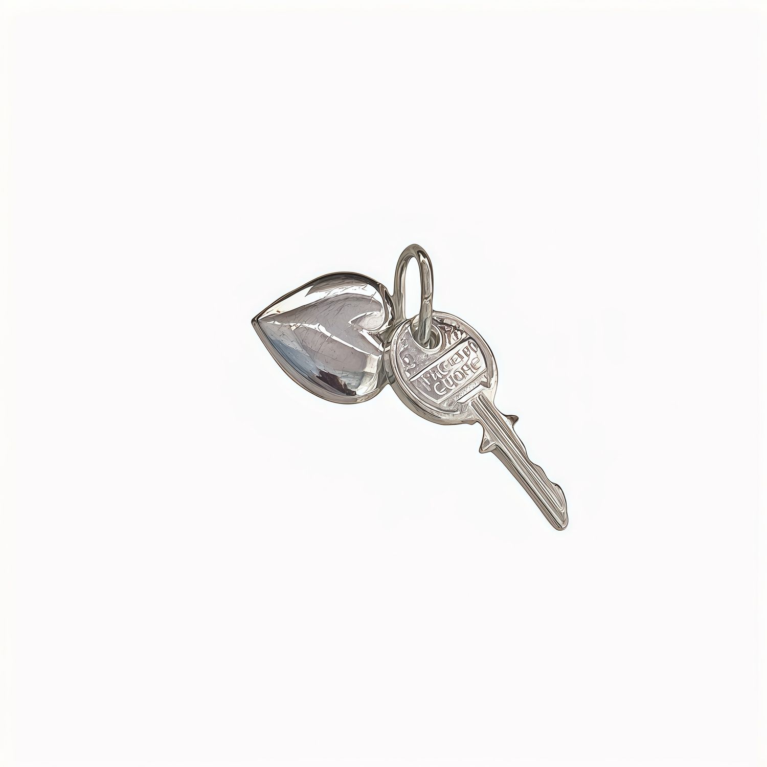 Italian Silver Mini Key and Heart Pendant, measures 2cm, ideal for chains
