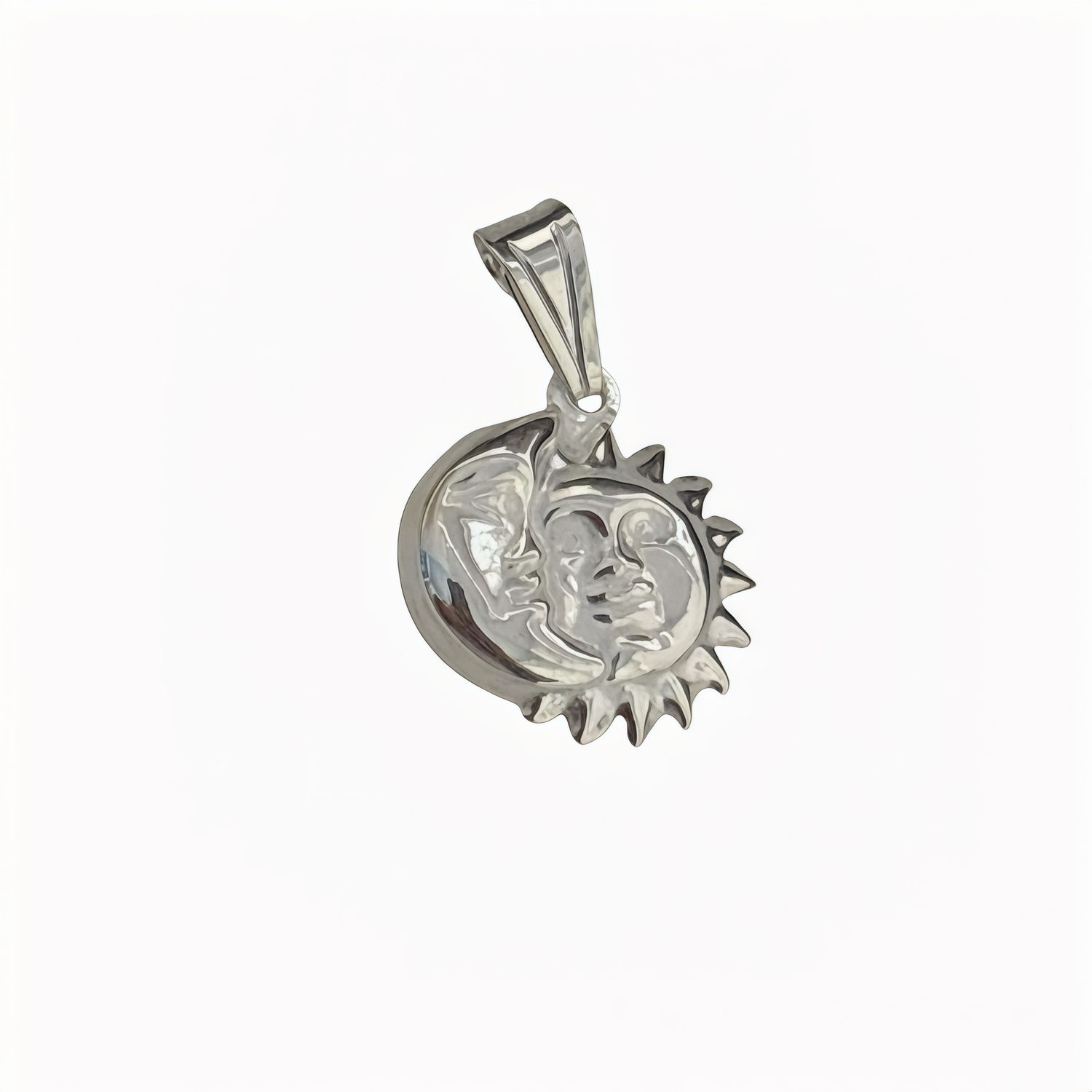 3D Eclipse Pendant Italian 925 Silver, measures 2cm, ideal for chains of 3mm or less