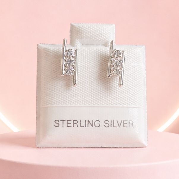 BROQUEL BARRA CON CZ PLATA .925