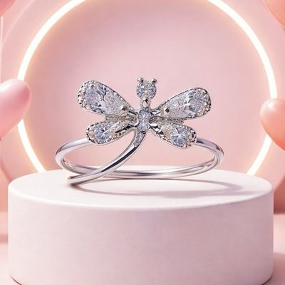 ANILLO LIBELULA CZ BCA VARIAS MED, PLATA .925