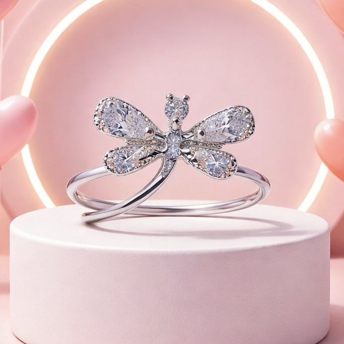 ANILLO LIBELULA CZ BCA VARIAS MED, PLATA .925