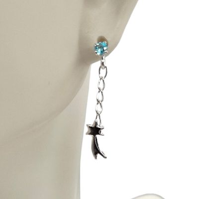 BROQUEL ESTRELLA FUGAZ, CZ AZUL, PLATA .925