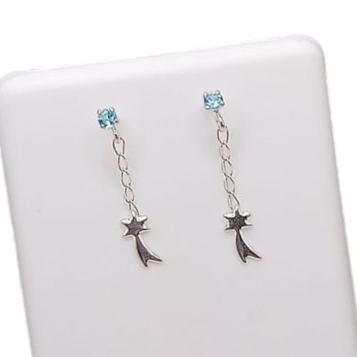 BROQUEL ESTRELLA FUGAZ, CZ AZUL, PLATA .925