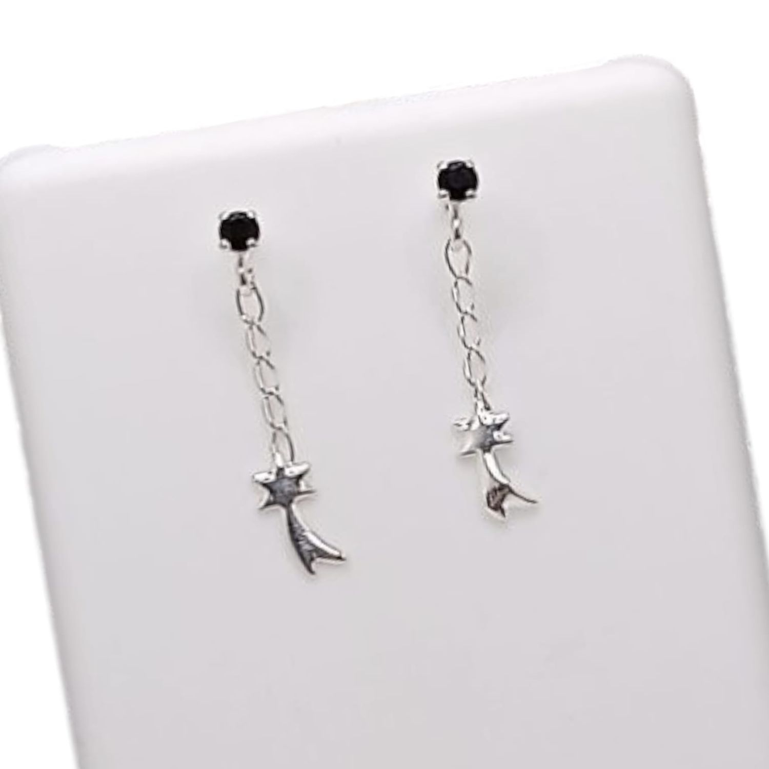 BROQUEL COLGANTE ESTRELLA FUGAZ, CZ NEGRA, PLATA .925