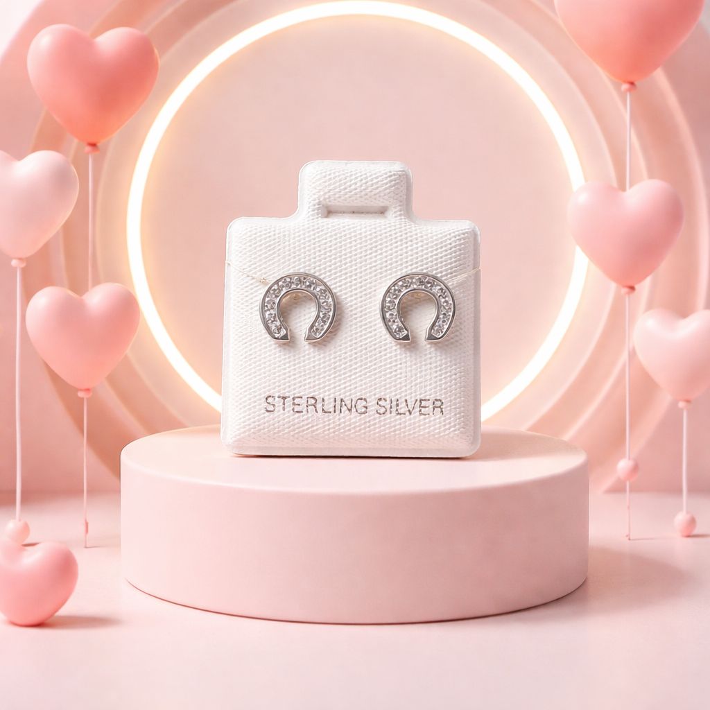 ARETE FANCY HERRADURA CON CZ  PLATA .925