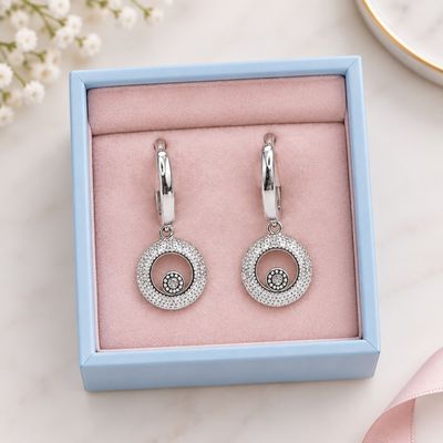 HUGGUI CIRCULOS  2.5 CM LARGO  PLATA .925