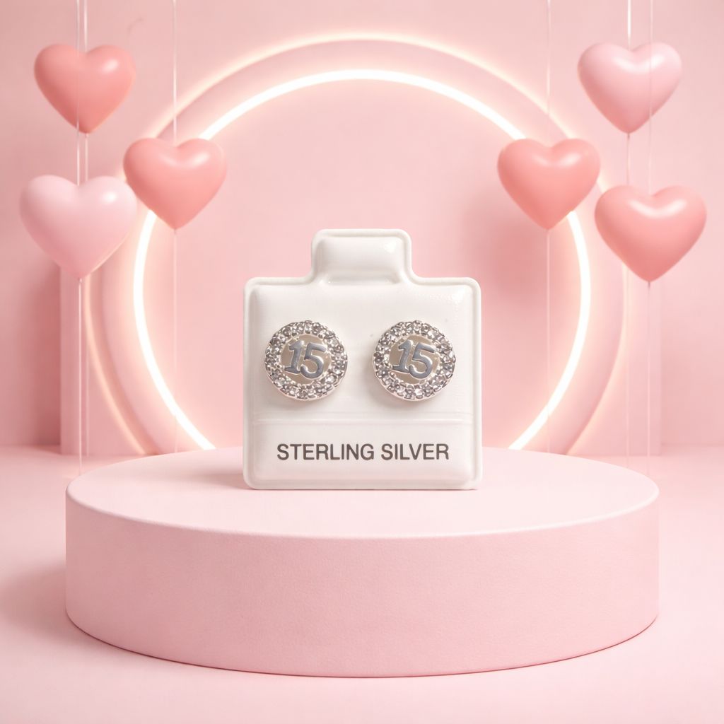 ARETE CIRCULO XV AÑOS CON MINI CZ, PLATA .925