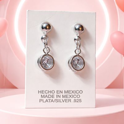 ARETE CIRCULO CON CZ BCA PLATA .925