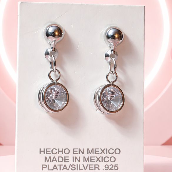 ARETE CIRCULO CON CZ BCA  PLATA .925