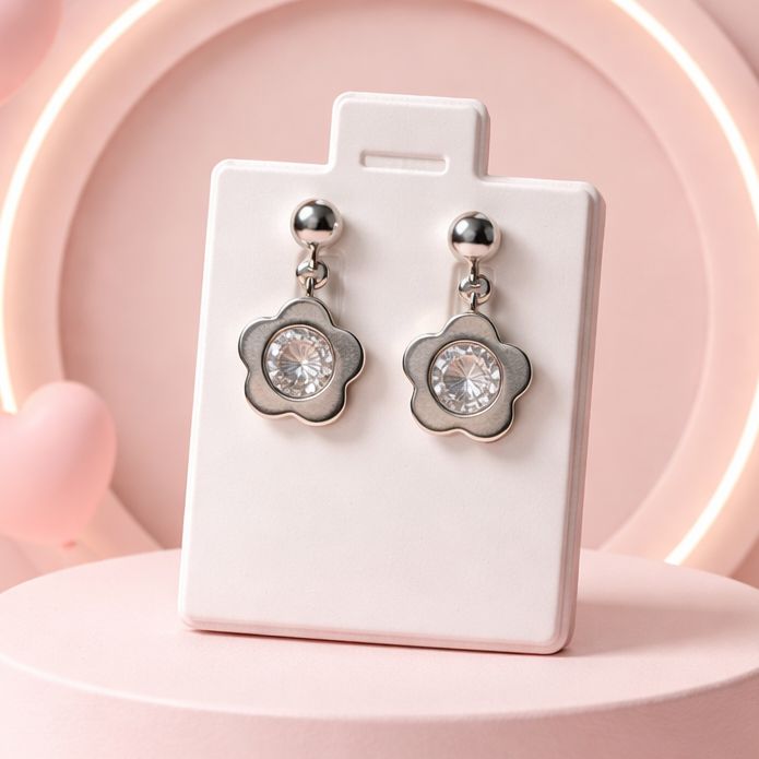 ARETE FLOR CON CZ BCA  PLATA .925