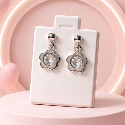 ARETE FLOR CON CZ BCA  PLATA .925