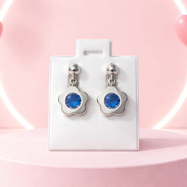 Arete Flor con circonia Marino PLATA .925