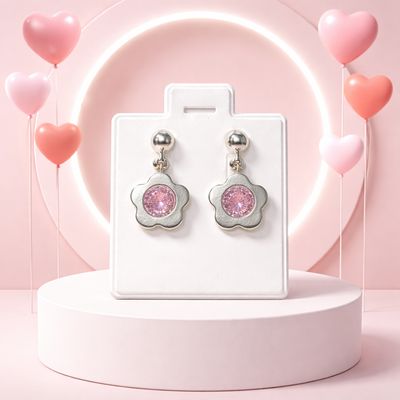 ARETE FLOR CON CZ ROSA  BROCHE DE MARIPOSA PLATA .925