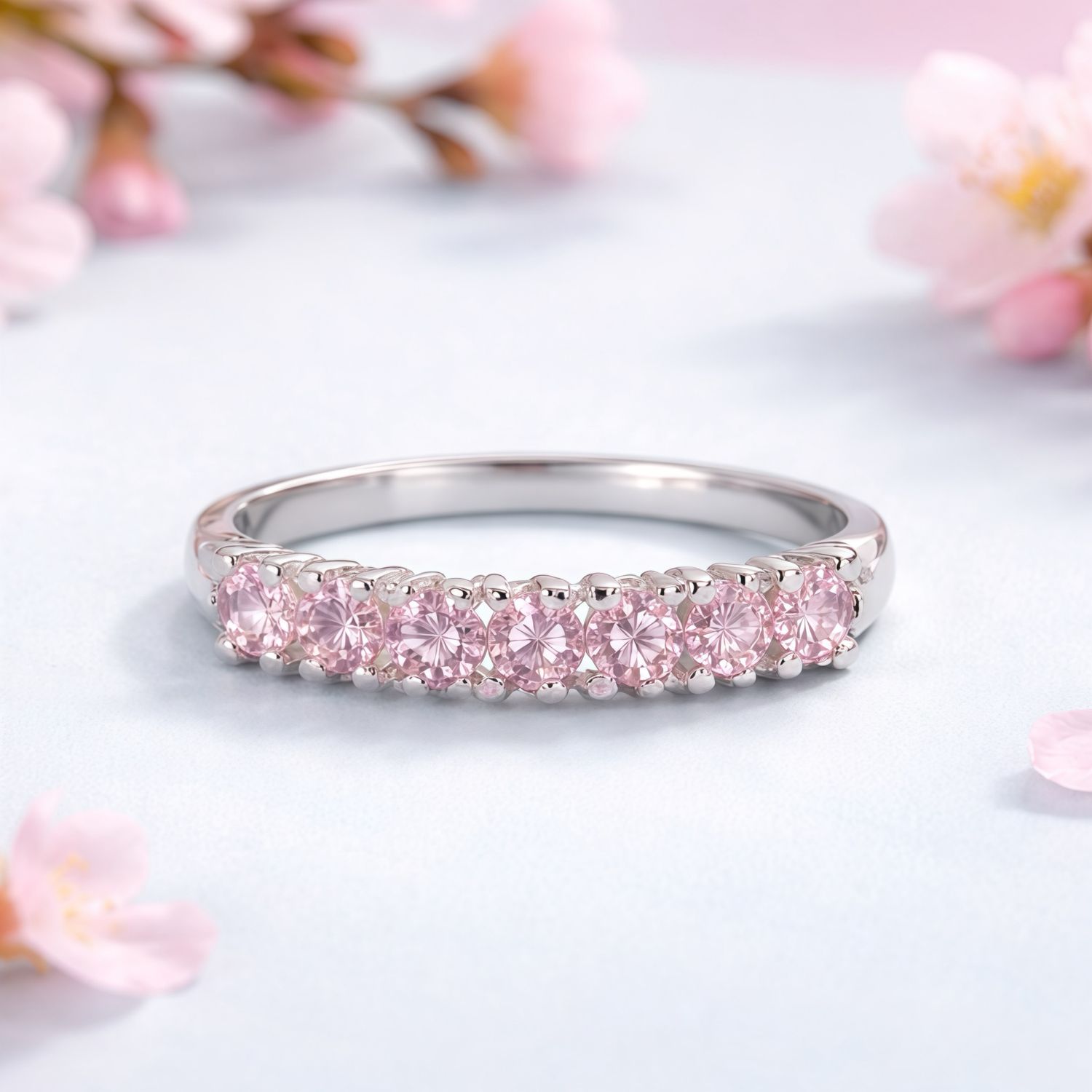 ANILLO CHURUMBELA CZ ROSA VARIAS MEDIDAS  PLATA .925
