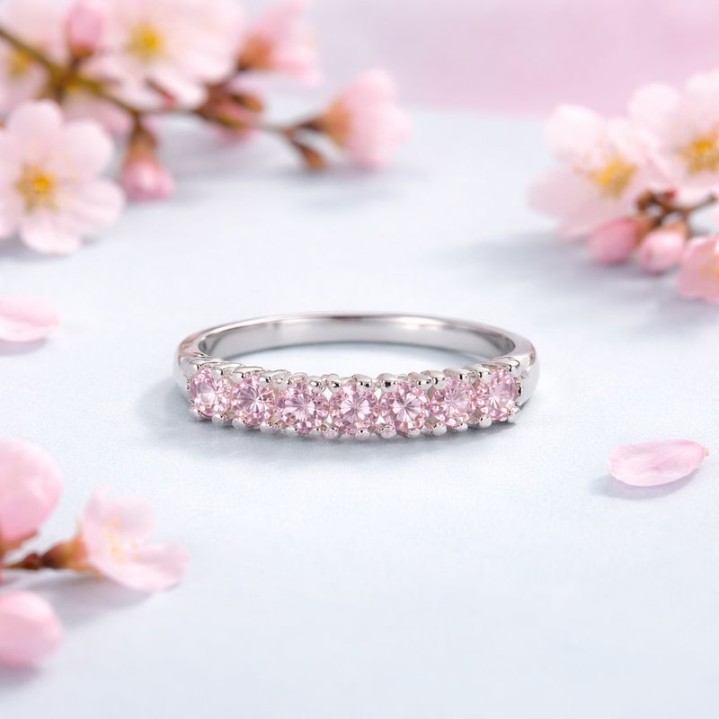 ANILLO CHURUMBELA CZ ROSA VARIAS MEDIDAS  PLATA .925