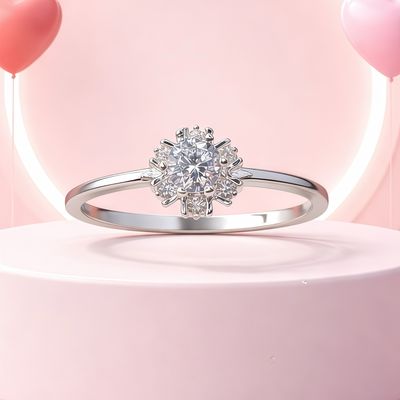 ANILLO SOLITARIO FLOR BAGUET VARIAS MEDIDAS PLATA .925