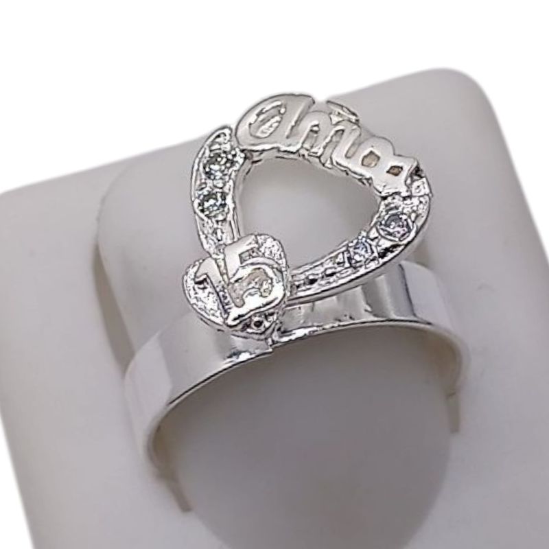 ANILLO GIRATORIO XV AÑOS #8.5 PLATA .925