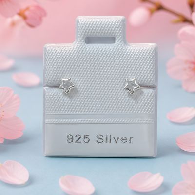 BROQUEL BISELADO ESTRELLA 3 MM CZ BCA PLATA .925 Broche de Bolita