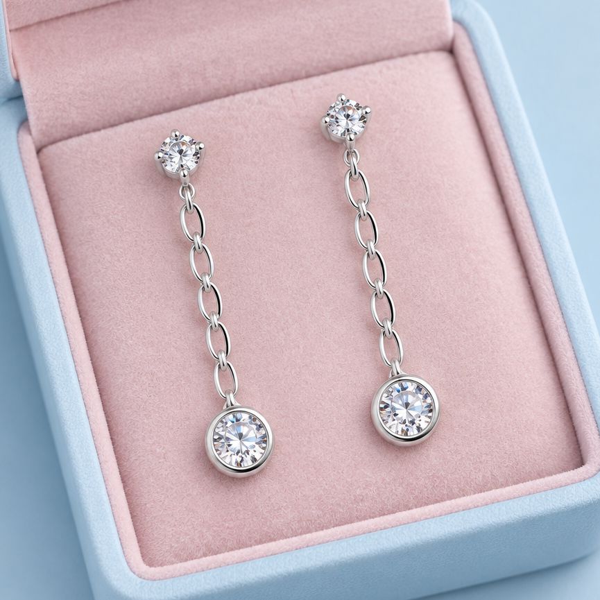 BROQUEL COLGANTE CON CZ BCA RECTO BISELADO 5 MM  PLATA .925